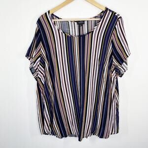 Torrid Blue Pink White Striped Short Sleeve Top Women's Size 2 2X